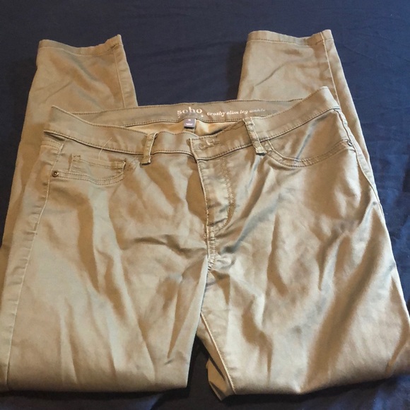 Green Army colored jeans ankle pants - Picture 4 of 5